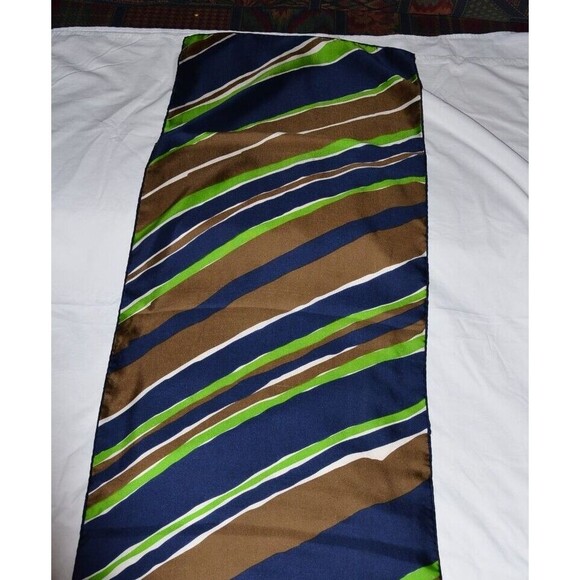 Vtg 60s Echo Striped Print rectangle Scarf 14X42  Retro MCM style - Picture 5 of 7